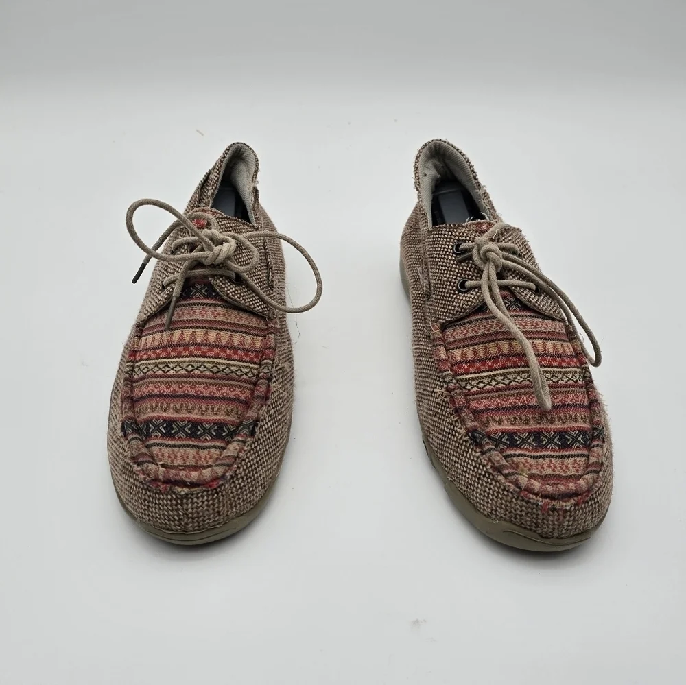 Roper Shoes Womens 9 Pink Brown Lacee Driving Loafer Lace Up Moccasin Slip Ons
